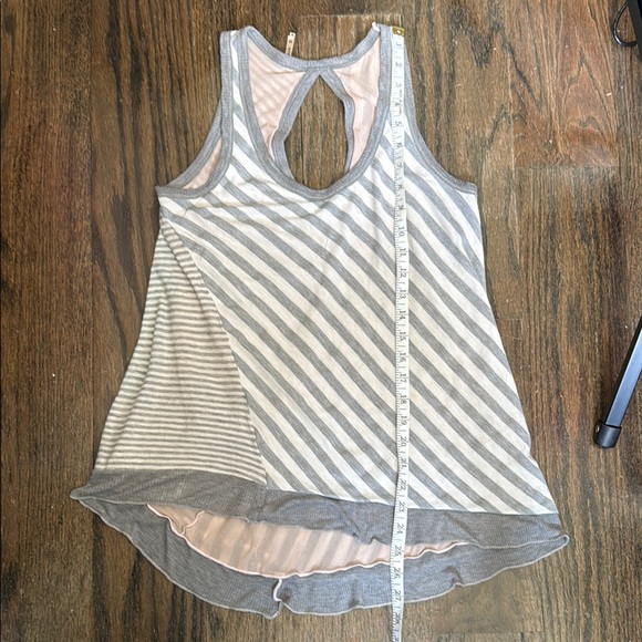 Pete Asymmetrical Gray and White Striped Tank Top, High/Low Hem,  XS - Picture 8 of 9